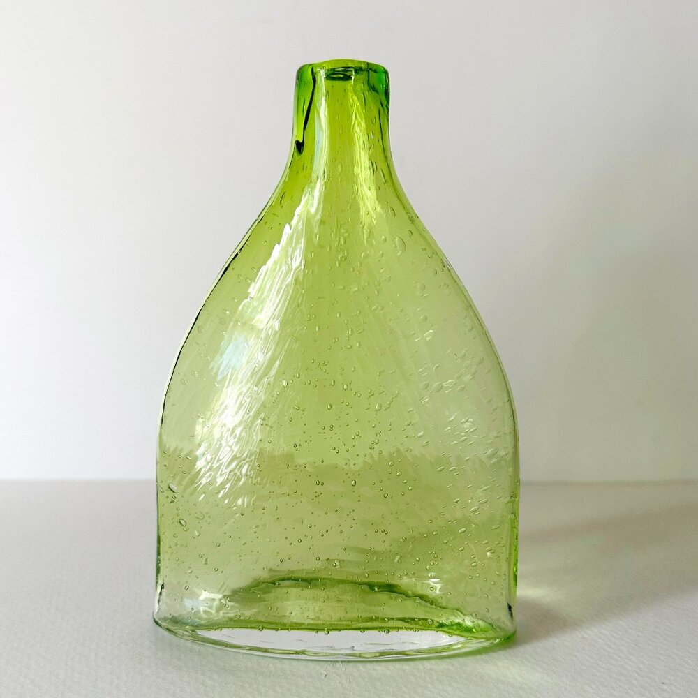 Vintage 20th Century Green AMICI Bubble Glass Bell-Shaped Vase